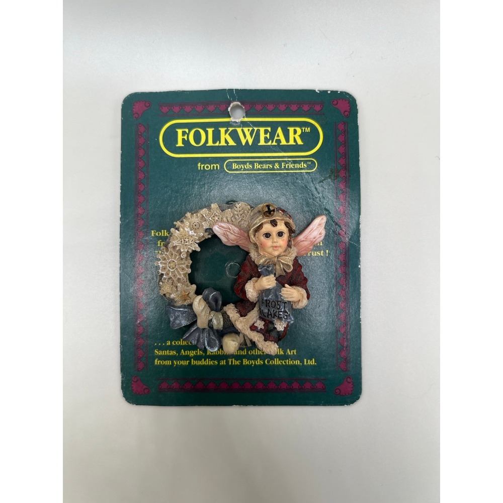 Boyds Fairy Pin Brooch Kristabell with Frosty Wreath Winter Folkstone Retired